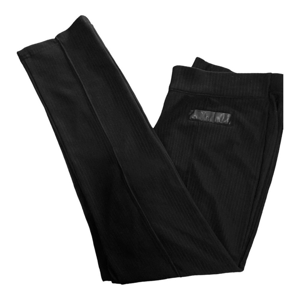 Mix & Co Womens Black Pull On Pants Ribbed Faux Crease Business Casual Slacks